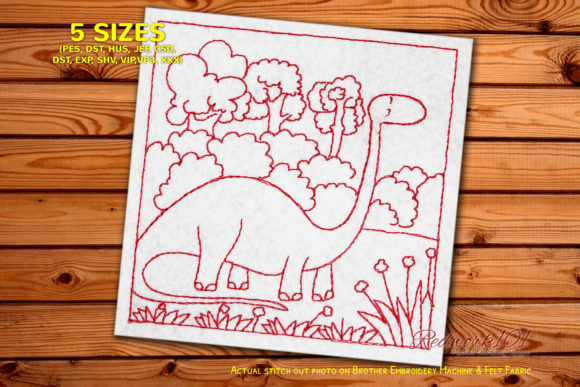 A Long-Necked Dinosaur Embroidery for Seasonal Charm