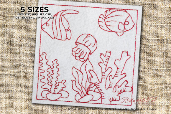 Beautiful Fish Tank Redwork for Holiday Gift Collections