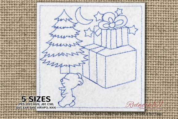 Christmas Tree with Gift Box & Teddy Embroidery Review