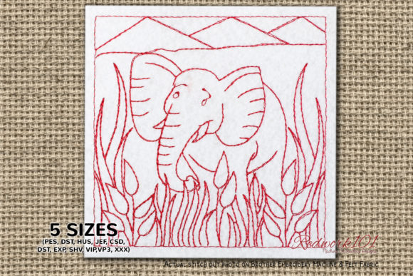 Elephant with Grass: A Perfect Embroidery Design for Personalized Gifts