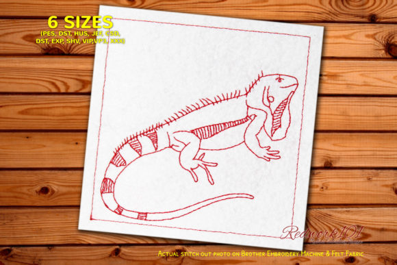 Iguanidae Redwork Embroidery for Holiday Collections