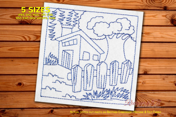 Reviewing Old House with Tree for Craft Fair Embroidery